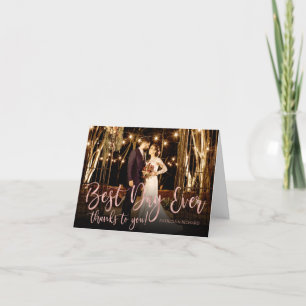 Tarjeta De Agradecimiento Mejor Día de la Escritura Linda Foto de Boda Agrad