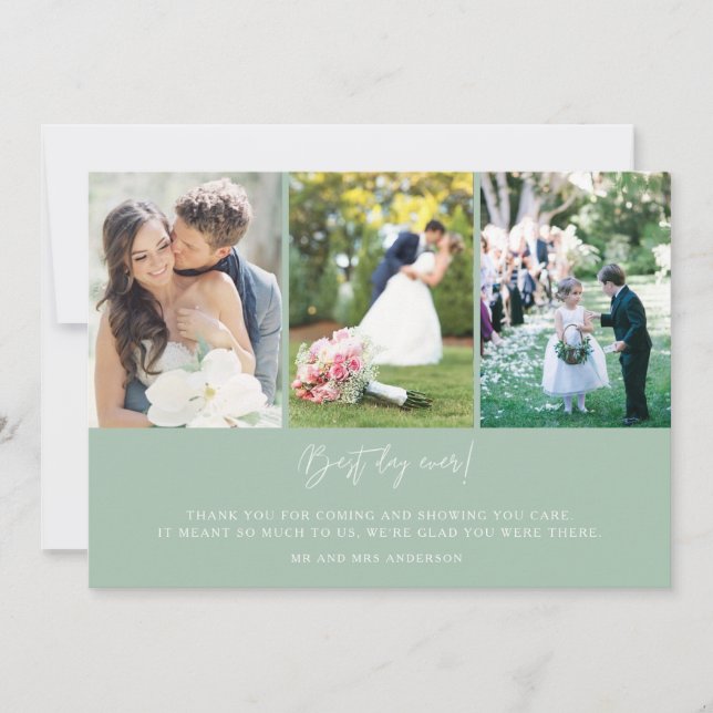 Tarjeta De Agradecimiento Mejor Día De La Mint Tres Bodas Fotográficas Graci (Anverso)