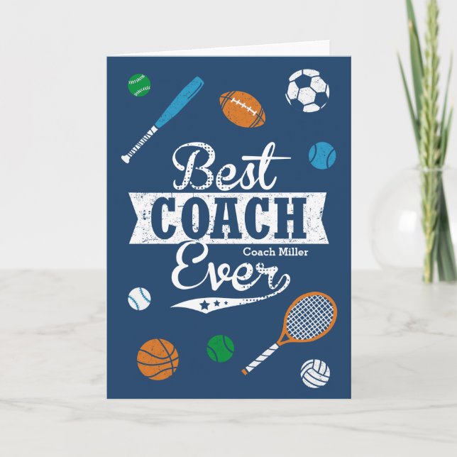 Tarjeta De Agradecimiento Mejor entrenador de todos los tiempos con nombre y (Anverso)