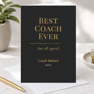 Tarjeta De Agradecimiento Mejor Entrenador de Todos los Tiempos Elegante Neg