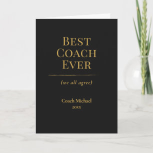 Tarjeta De Agradecimiento Mejor Entrenador de Todos los Tiempos Elegante Neg