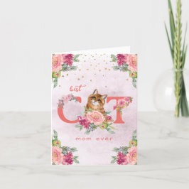 Tarjeta De Agradecimiento Mejor Gato Mamá Jamás Gatito Ilustracion Madre Día