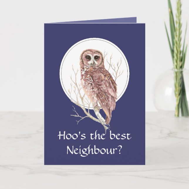 Tarjeta De Agradecimiento ¿Mejor Vecino divertido? Gracias a Wise Owl Humor  (Anverso)