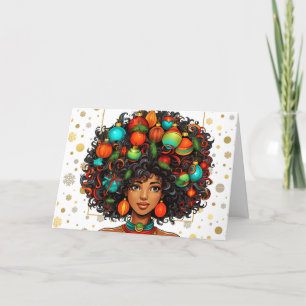 Tarjeta De Agradecimiento Melanin Navidades Reina negra Melanin Mujer Navida
