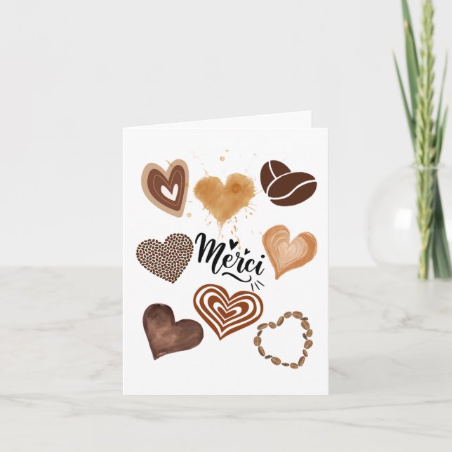 Tarjeta De Agradecimiento Melia Word And Brown Hearts (Anverso)