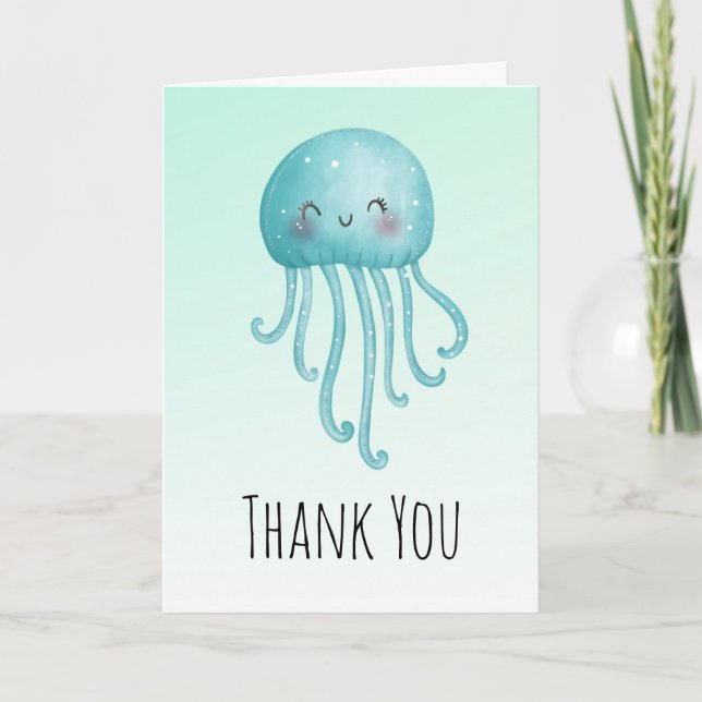 Tarjeta De Agradecimiento Melocote azul-verde dulce (Anverso)