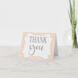 Tarjeta De Agradecimiento Melocotón Pastel y Geométrico Dorado