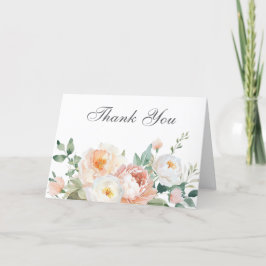 Tarjeta De Agradecimiento Melocotones y Crema Elegante Boda O Novia