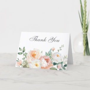 Tarjeta De Agradecimiento Melocotones y Crema Elegante Boda O Novia