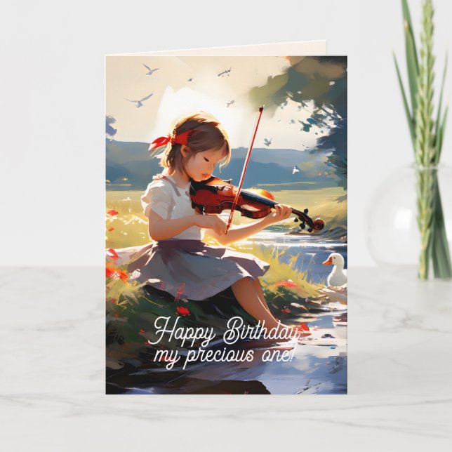 TARJETA DE AGRADECIMIENTO MELODY OF LOVE YOUNG GIRL BIRTHDAY CARD (Anverso)