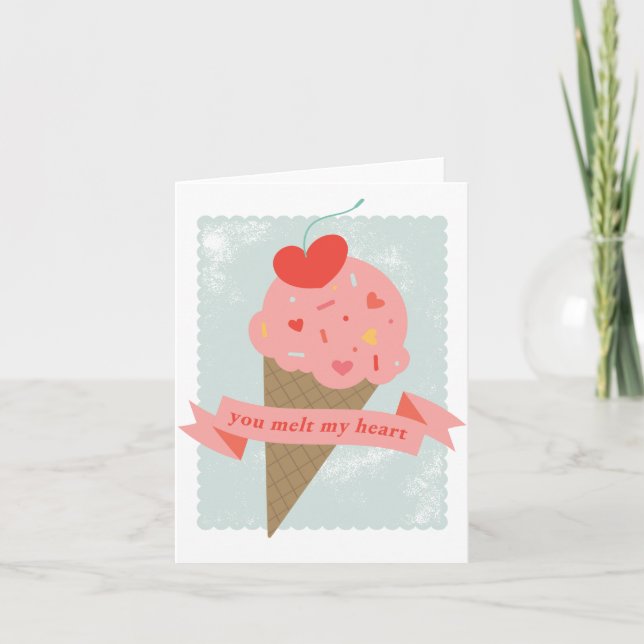 Tarjeta De Agradecimiento Melt My Heart Ice Cream Valentcard (Anverso)