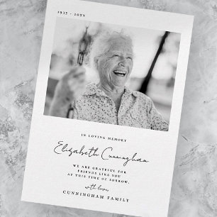 Tarjeta De Agradecimiento Memoria de amor Elegante simple foto moderna