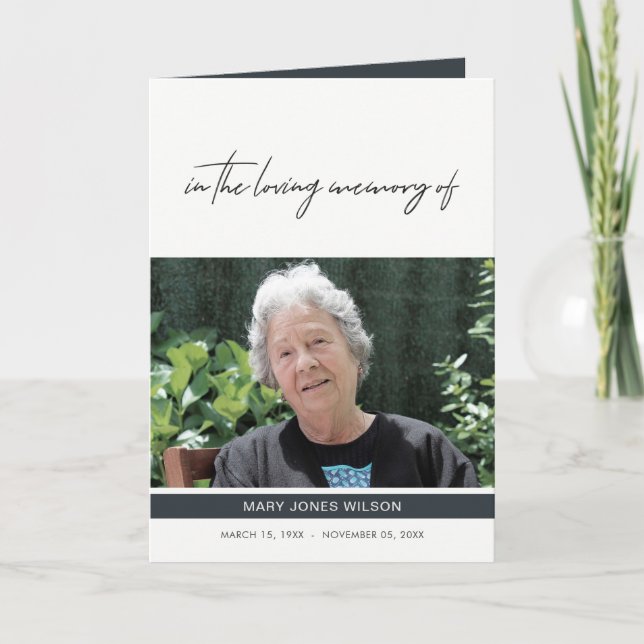 TARJETA DE AGRADECIMIENTO MEMORIA DE SÍNTOMA DE FOTO MÍNIMA ELEGANTE MODERNA (Anverso)