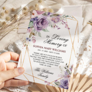 Tarjeta De Agradecimiento Memoria simpática de las flores rosadas moradas y 