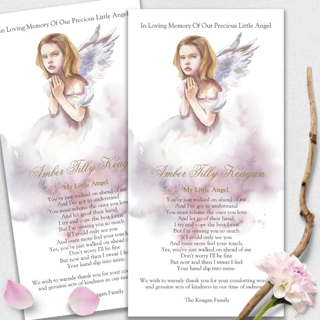 Tarjeta De Agradecimiento Memorial Angel Loss Funeral Gracias Cartas (funeral thank you cards, bereavement, elegant, simple, celebration of life, sympathy card)