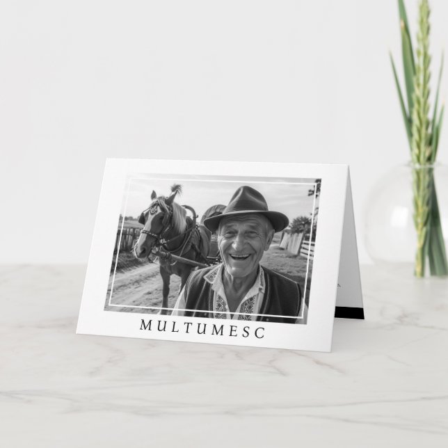 Tarjeta De Agradecimiento Memorial black white Photography  (Anverso)