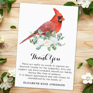 Tarjeta De Agradecimiento Memorial Cardenal Watercolor Simpatía floral