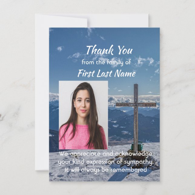 Tarjeta De Agradecimiento Memorial Christian Crucifix Cross Hill Thank you (Anverso)