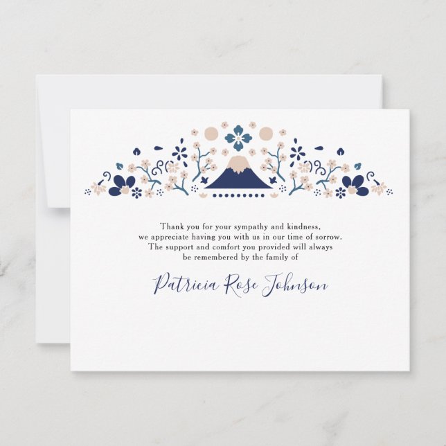 Tarjeta De Agradecimiento Memorial conmemorativo azul japonés (Anverso)