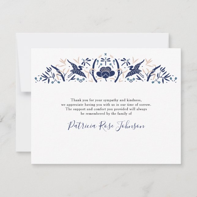 Tarjeta De Agradecimiento Memorial conmemorativo del funeral azul de la torm (Anverso)