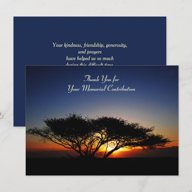 Tarjeta De Agradecimiento Memorial Contribution Lone Acacia Tree Gracias  (Anverso / Reverso)