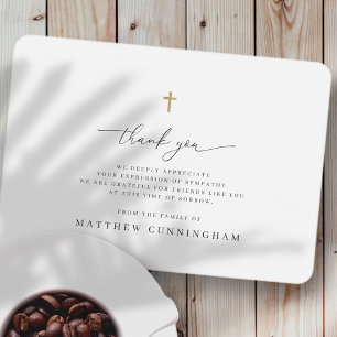 Tarjeta De Agradecimiento Memorial Cruz Minimalista Moderna En Memoria Amant