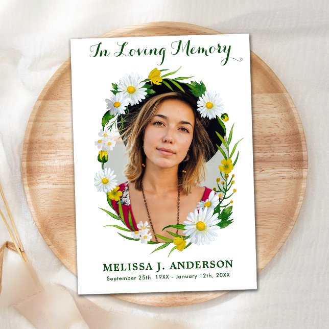 Tarjeta De Agradecimiento Memorial Daisy Floral Sympathy Photo Funeral (Subido por el creador)