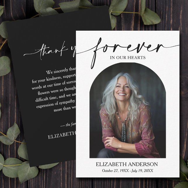 Tarjeta De Agradecimiento Memorial de Duelo Funeral Foto Moderno (Funeral Thank You Card with photo on front, your message on the back, default size 3.5" x 5")