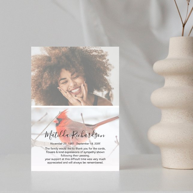 Tarjeta De Agradecimiento Memorial de fotos del cardenal rojo simbólico (Subido por el creador)