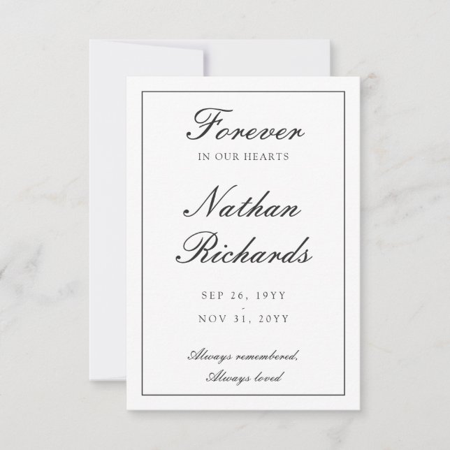 Tarjeta de agradecimiento memorial de funeral con  (Anverso)