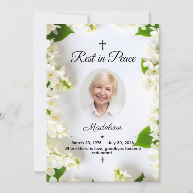 Tarjeta de agradecimiento memorial de funeral eleg (Anverso)