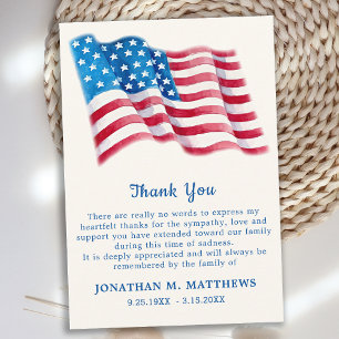 Tarjeta De Agradecimiento Memorial de la Bandera Americana Patriótica Funera