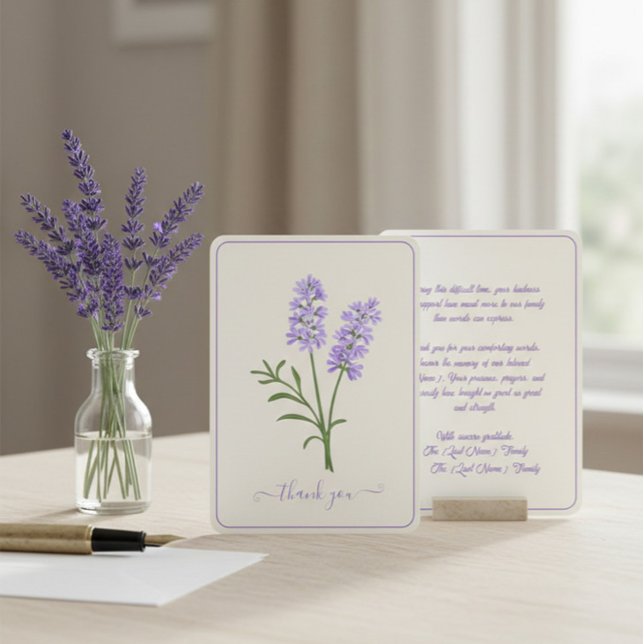 Tarjeta de agradecimiento memorial de lavanda (Subido por el creador)
