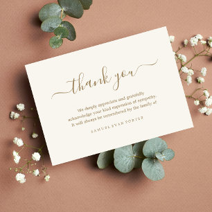 Tarjeta De Agradecimiento Memorial de Solidaridad Gracias Bereavement