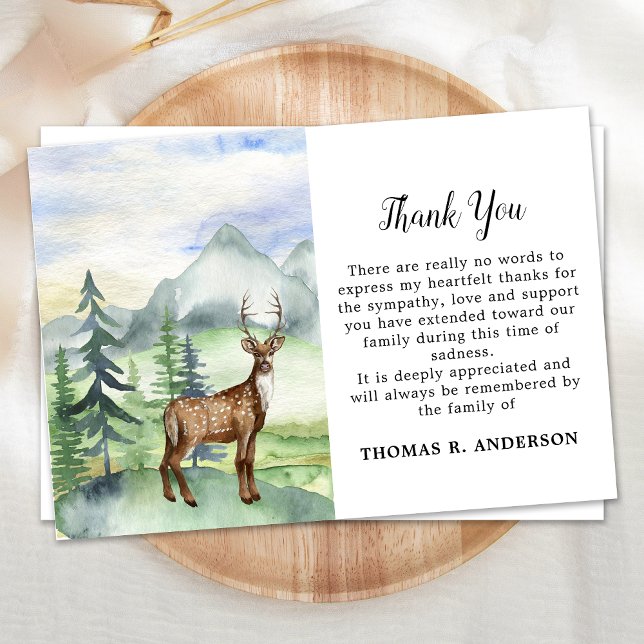 Tarjeta De Agradecimiento Memorial Deer Woodland Funeral (Subido por el creador)
