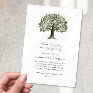 Tarjeta De Agradecimiento Memorial del funeral de la simpatía por el árbol d