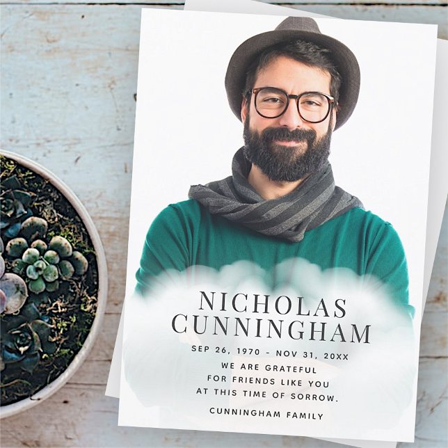 Tarjeta De Agradecimiento Memorial en las nubes moderna clásica fotografía s (Subido por el creador)