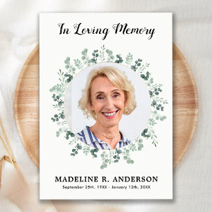 Tarjeta De Agradecimiento Memorial Eucalyptus Photo Sympathy Funeral