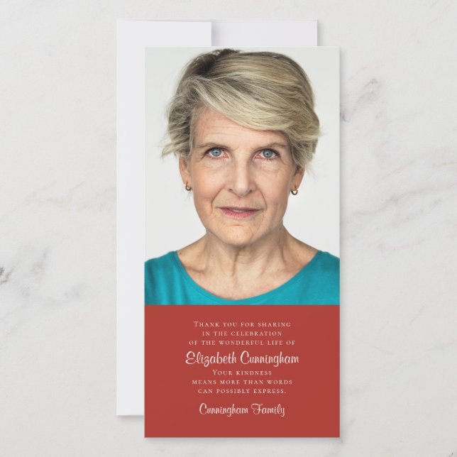 Tarjeta De Agradecimiento Memorial fotográfico clásico y simple (Anverso)