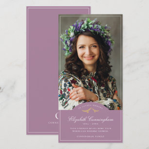 Tarjeta De Agradecimiento Memorial Funeral Birds Classic Monogram Photo