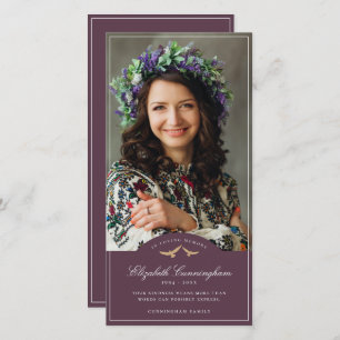 Tarjeta De Agradecimiento Memorial Funeral Birds Classic Monogram Photo