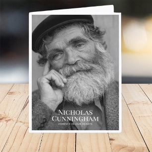 Tarjeta De Agradecimiento Memorial Funeral Classic Simple Photo and Message