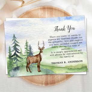 Tarjeta De Agradecimiento Memorial Funeral Deer Woodland Sympathy