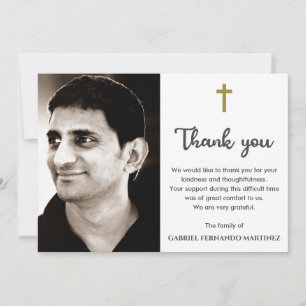 Tarjeta De Agradecimiento Memorial Funeral Foto Cruz Religiosa Cristiana