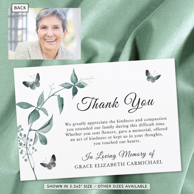 Tarjeta De Agradecimiento Memorial funeral Mariposa Foto Botánica (Subido por el creador)