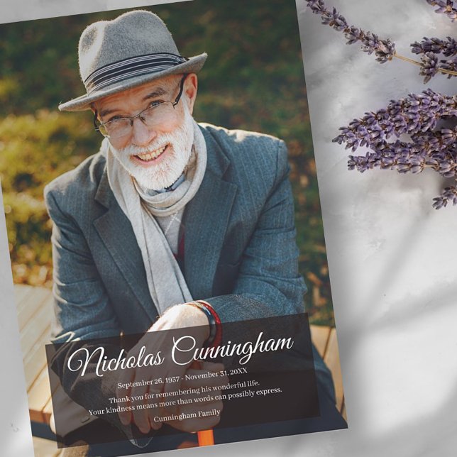 Tarjeta De Agradecimiento Memorial Funeral Modern Simple Photo (Subido por el creador)