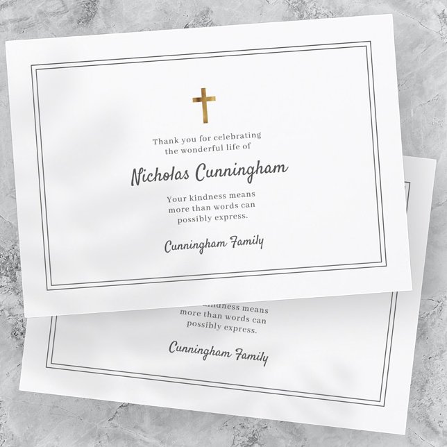 Tarjeta De Agradecimiento Memorial Funeral Moderno Cross Simple Frame (Subido por el creador)