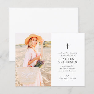 Tarjeta De Agradecimiento Memorial Funeral Moderno de Moda Simple Cruz