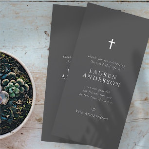 Tarjeta De Agradecimiento Memorial Funeral Moderno de Moda Simple Cruz