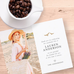 Tarjeta De Agradecimiento Memorial Funeral Moderno Moda Simple Aves de Oro